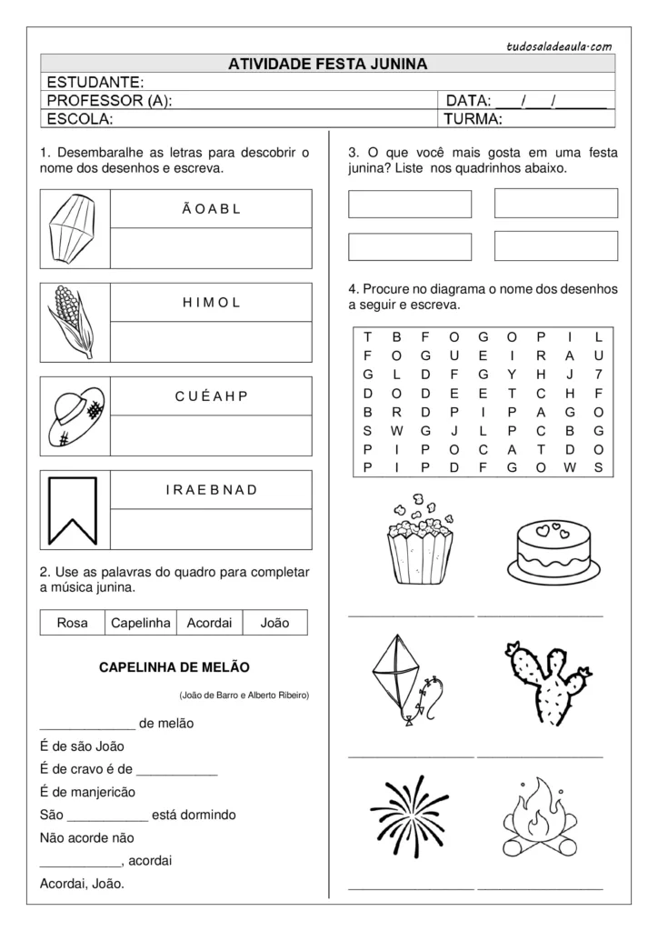 festa junina atividades 1