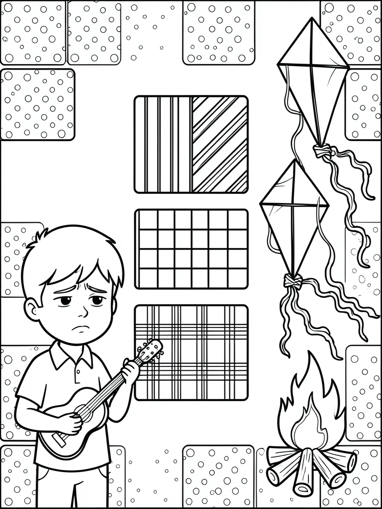 Página de site exibindo opções de kit festa junina para download em PDF, com bandeirinhas coloridas e elementos de decoração.