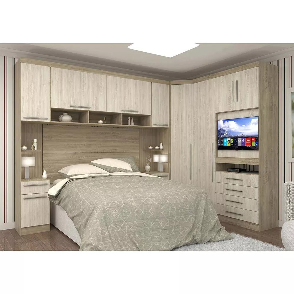 guarda roupa planejado com painel de TV
