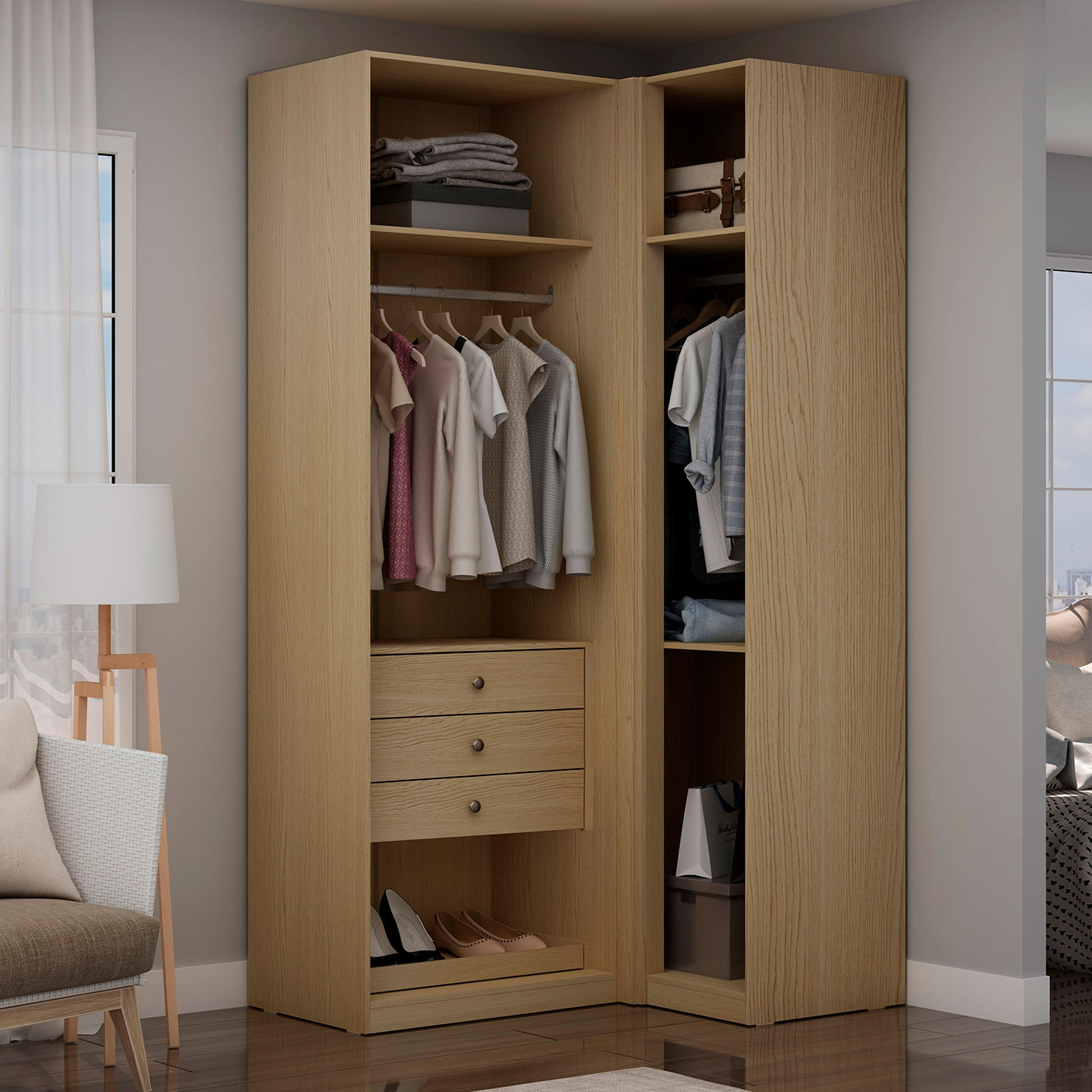 60 Ideias de Guarda-roupa de Canto Para Transformar Seu Quarto