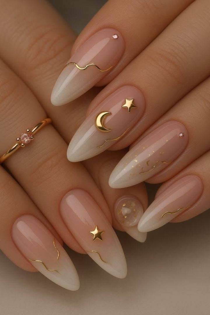 unhas almond decoradas