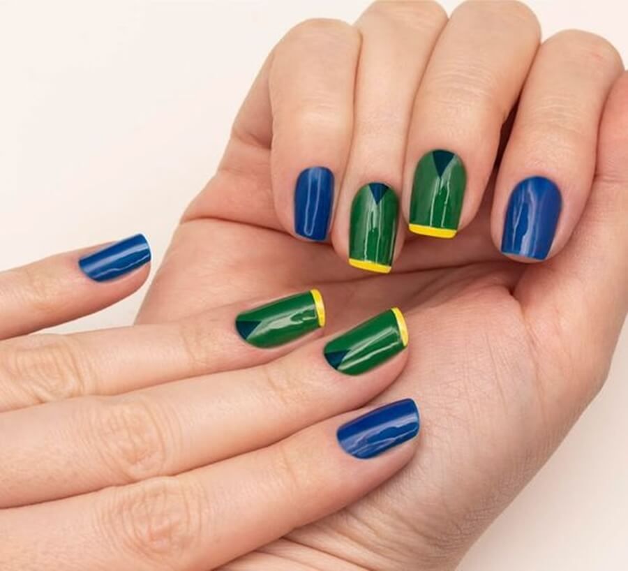 unhas verde e amarelo copa