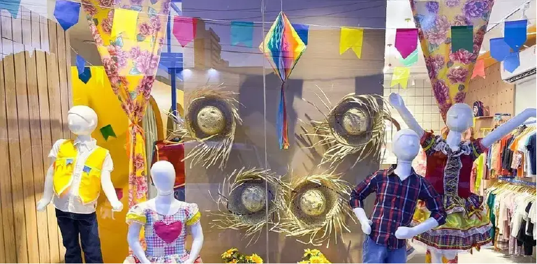 vitrine junina para varejo
