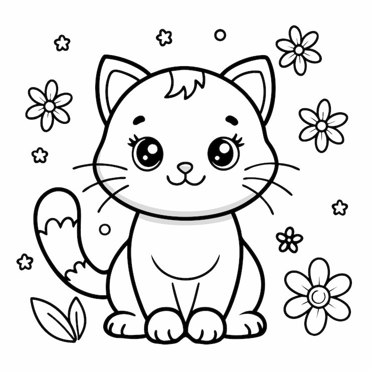 ilustração de gato para colorir online
