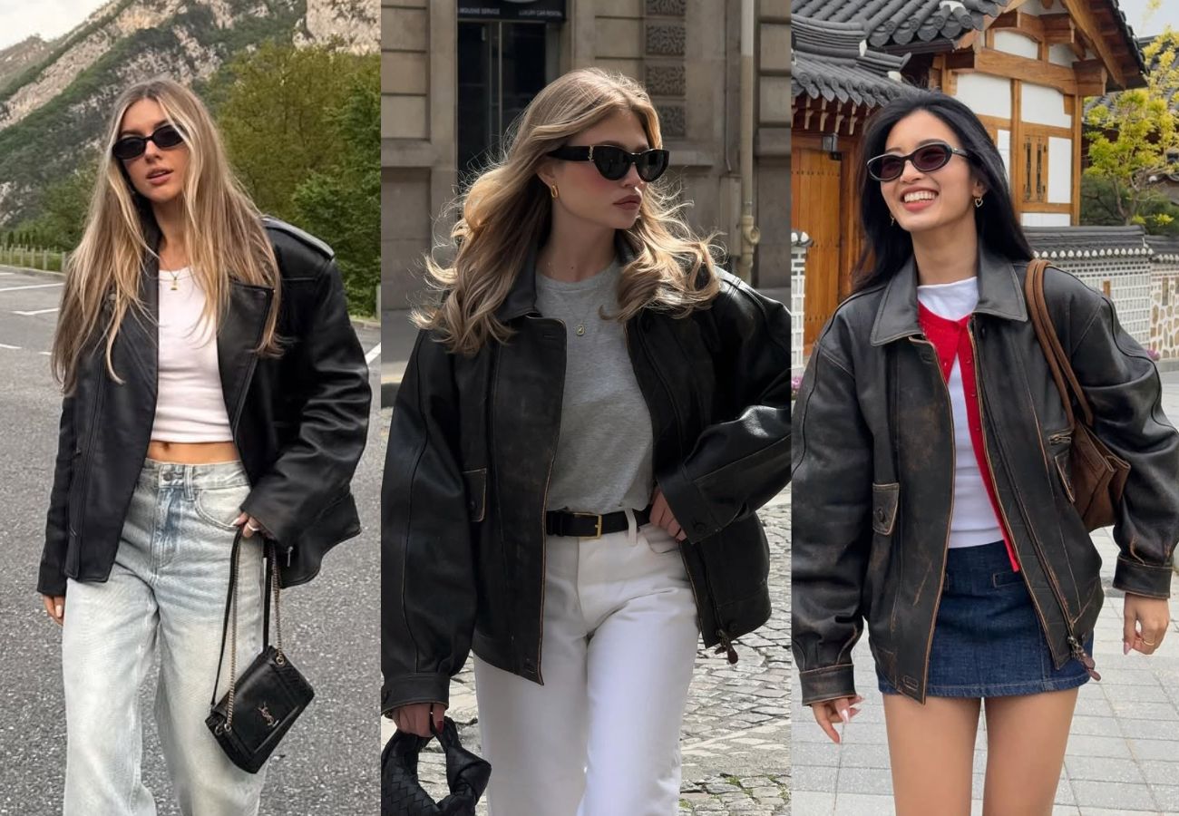 jaqueta bomber couro legítimo oversized