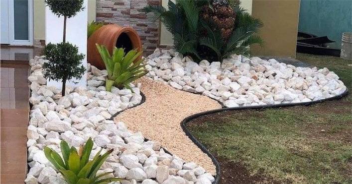 jardim de baixa manutenção com pedras