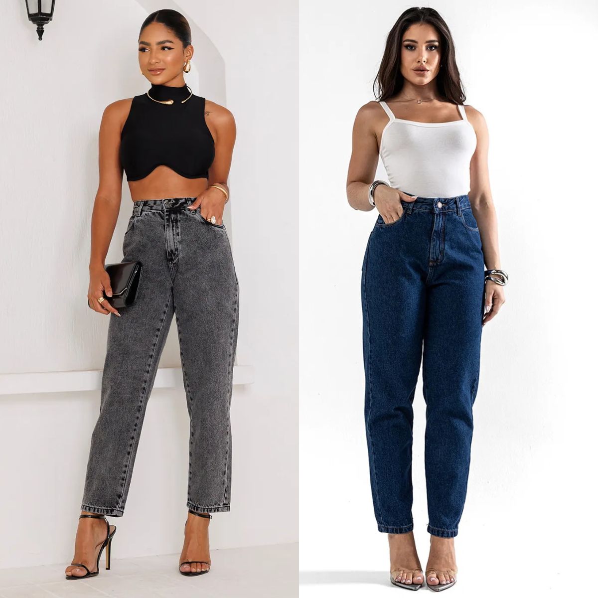 calça mom cintura alta