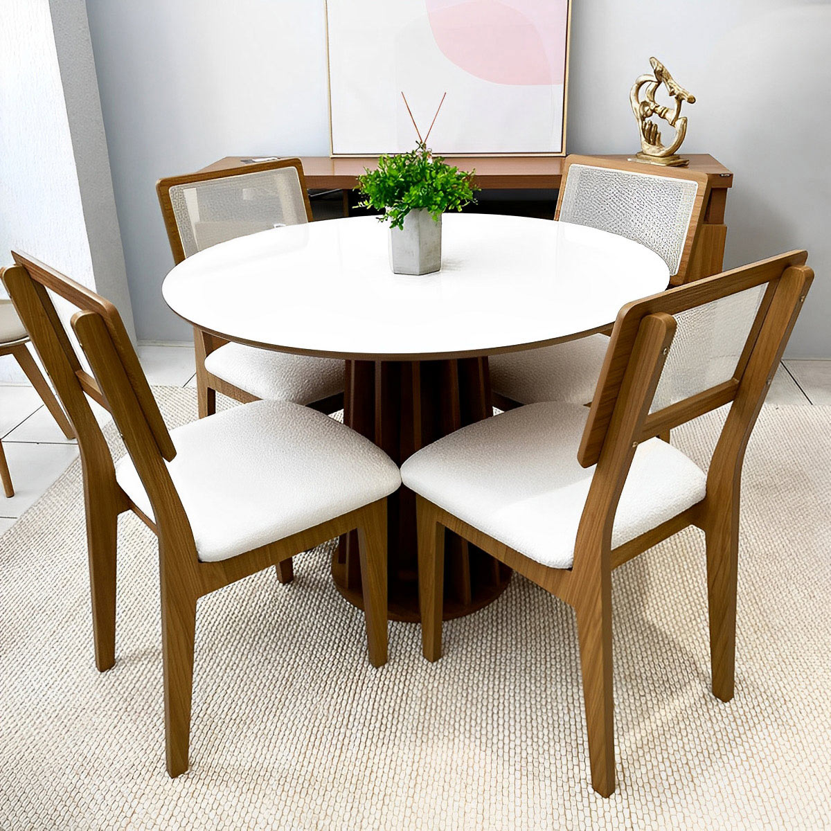 conjunto mesa jantar 4 lugares compacto