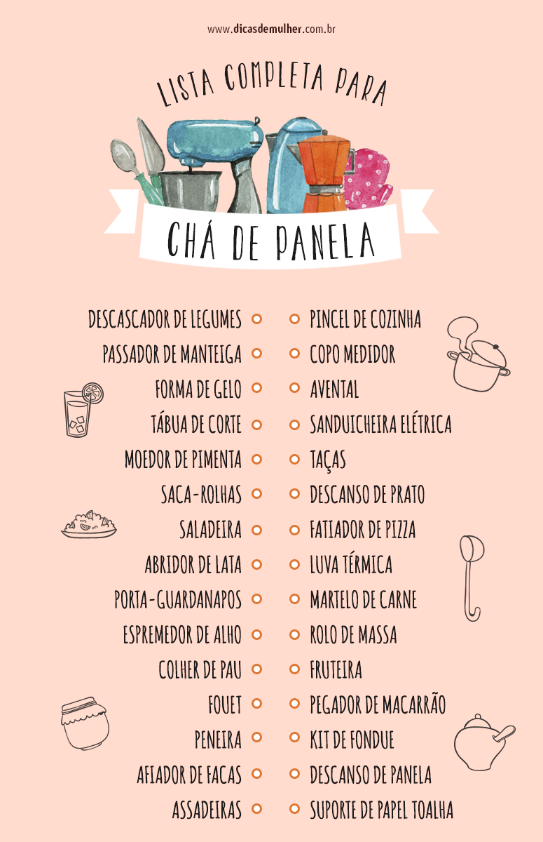o que pedir no chá de cozinha simples