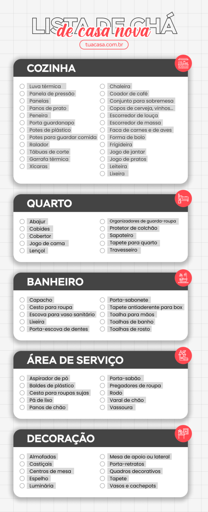 utensílios básicos para casa nova