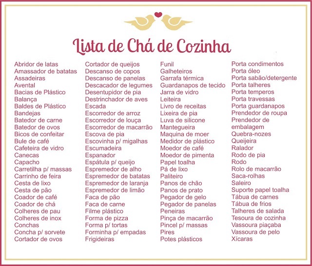presentes úteis chá de cozinha