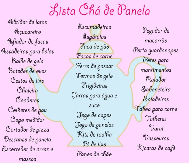 o que pedir no chá de cozinha simples