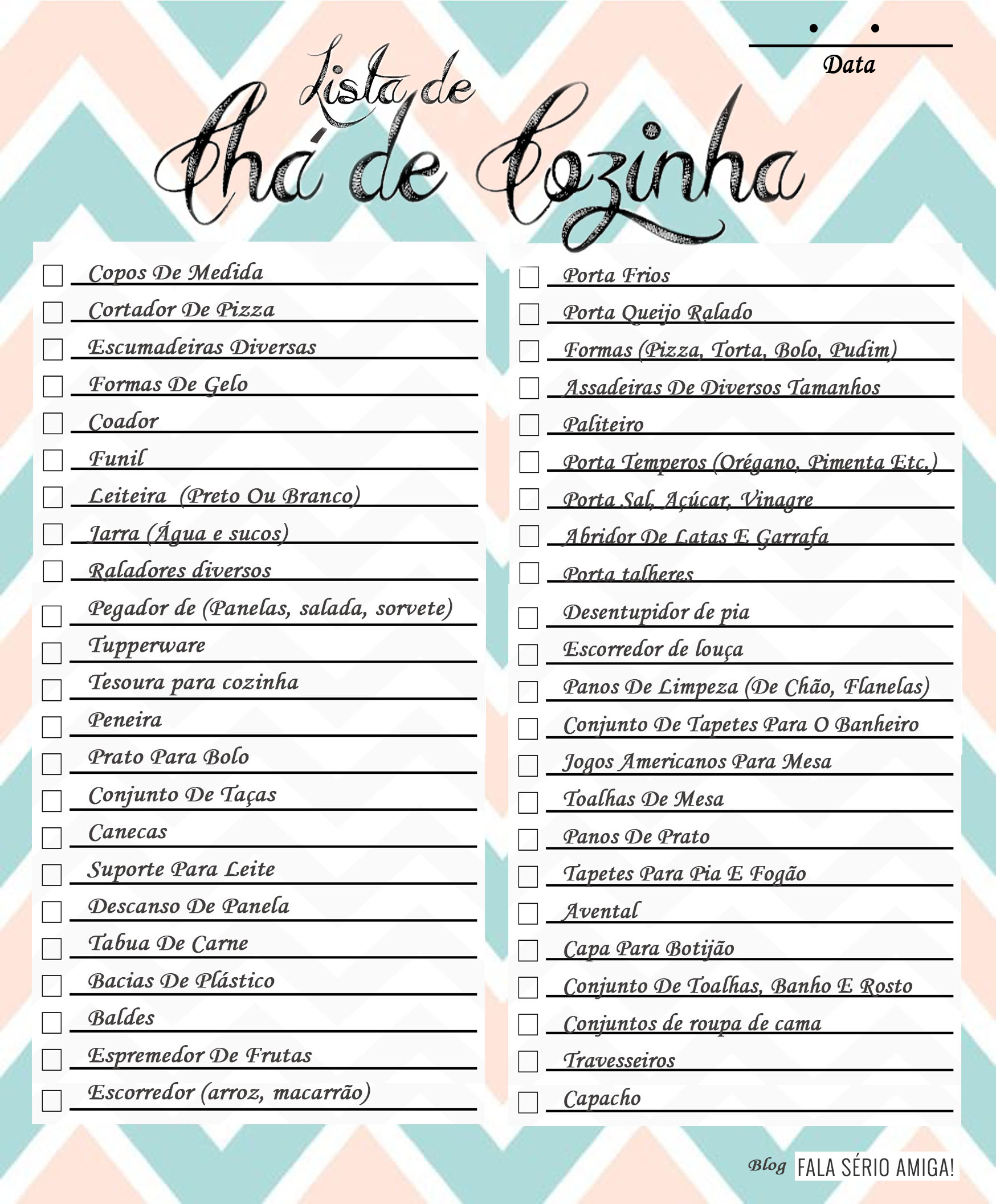organizar lista chá de panela