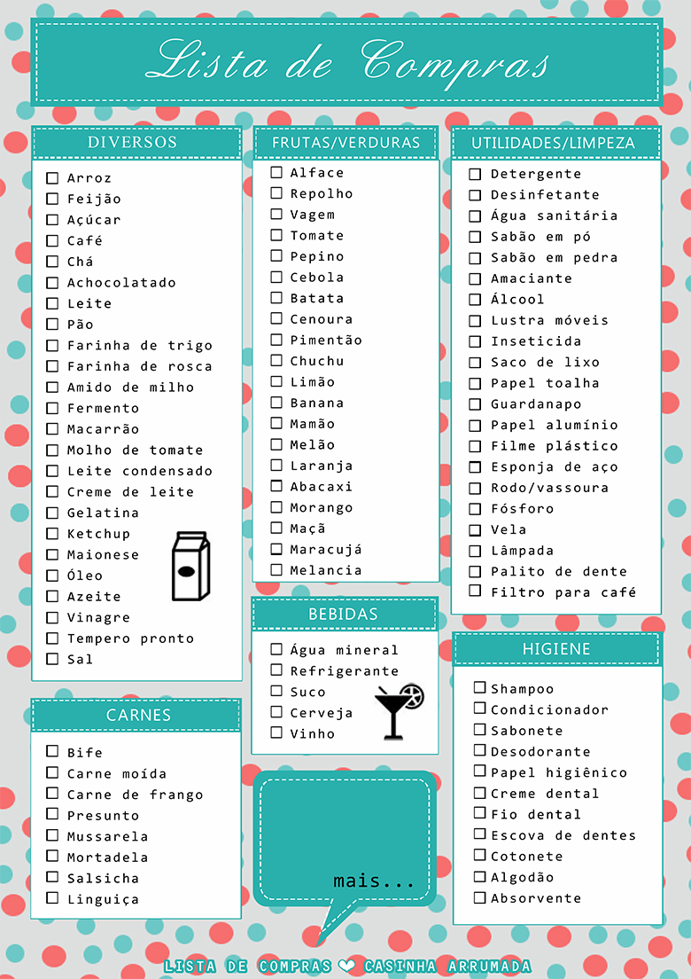 lista de compras para imprimir