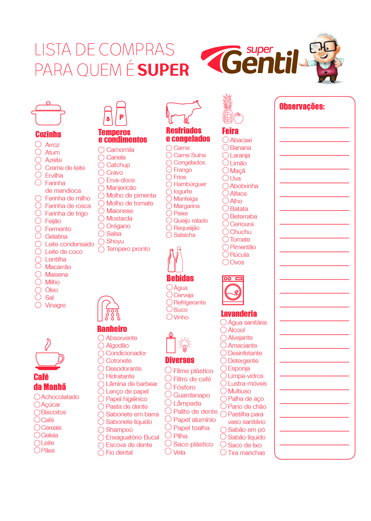 lista de compras para 2 pessoas