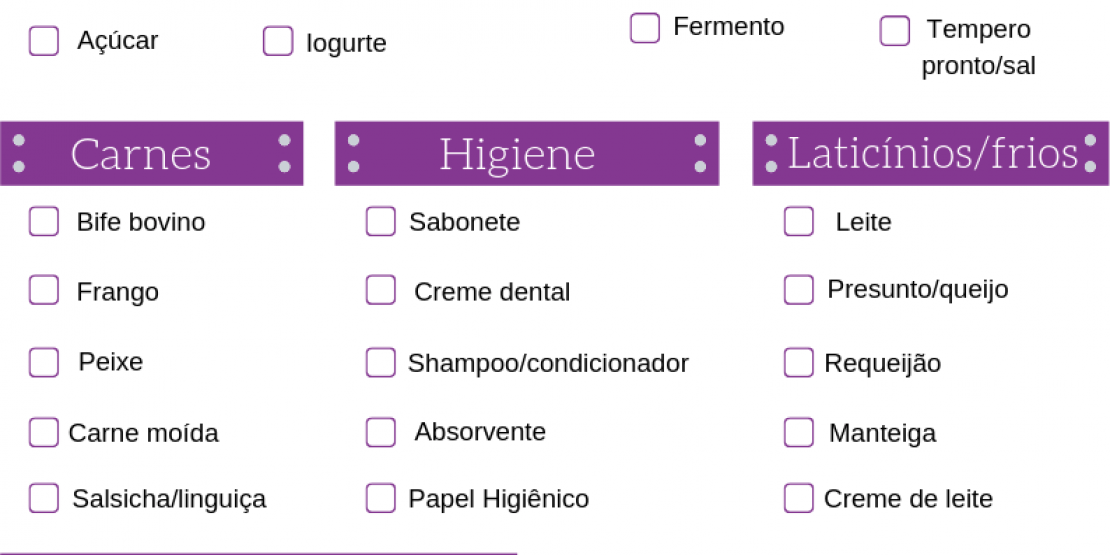 lista de compras vegetariana