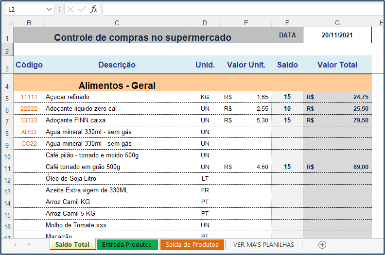 checklist de supermercado