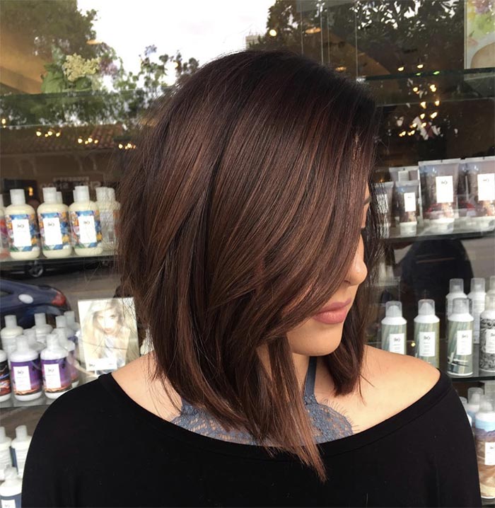tendências de franja para long bob