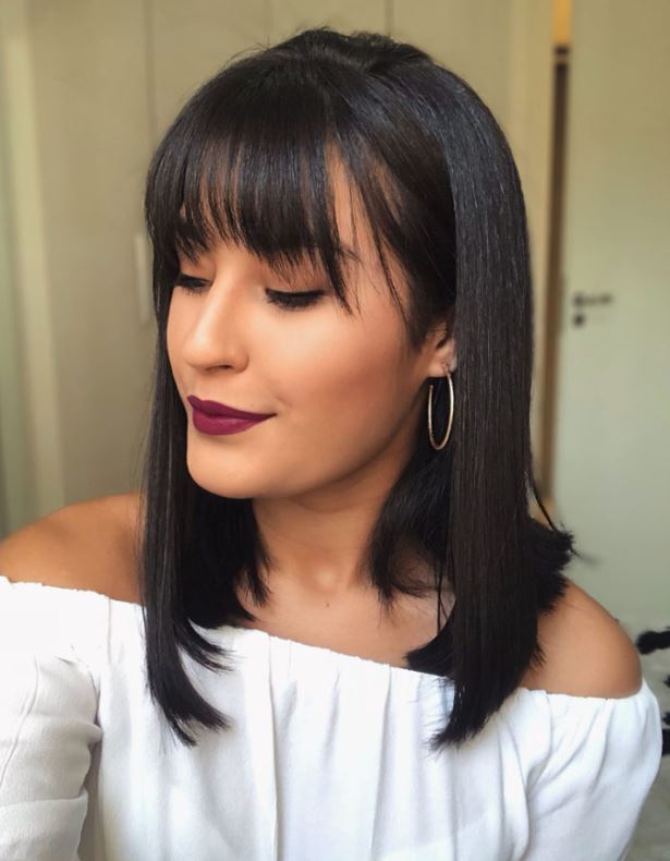 melhor franja para long bob