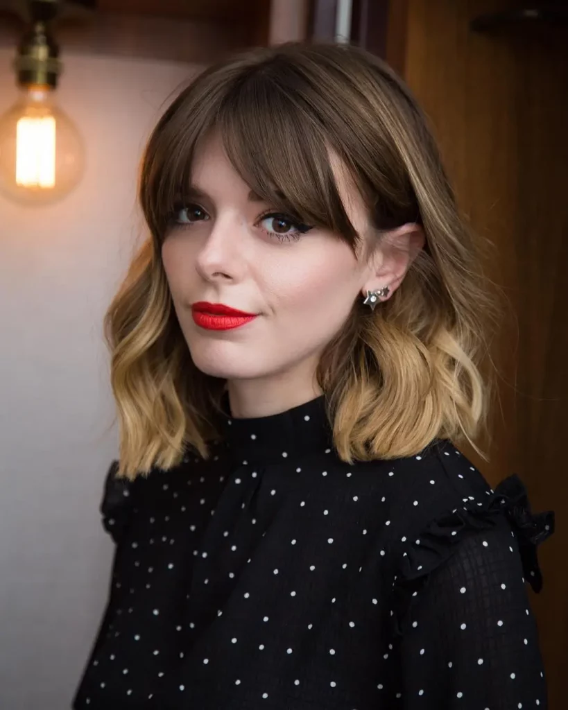 long bob com franja para cabelo cacheado
