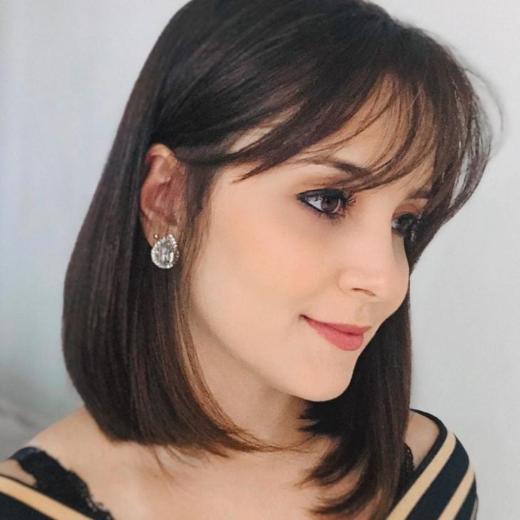 manutenção long bob com franja