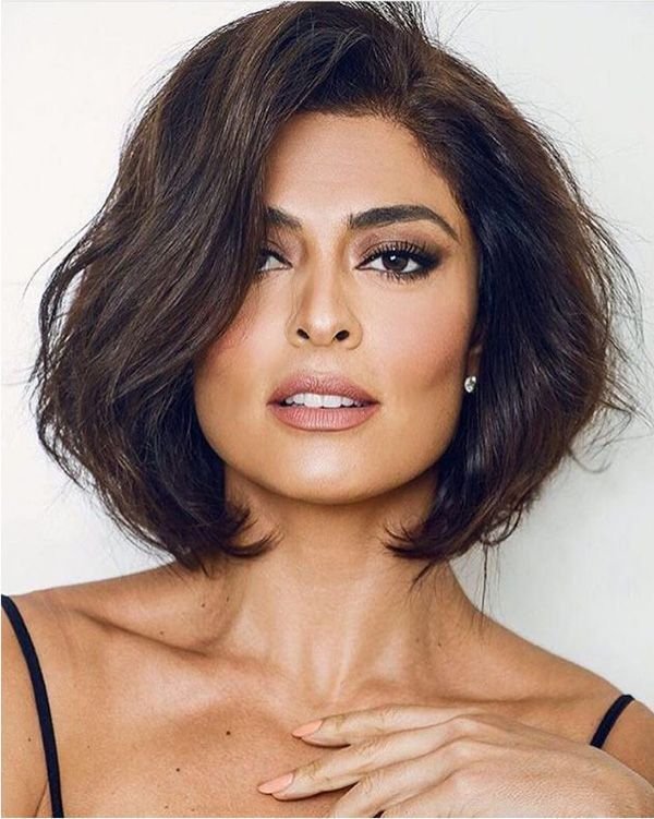 long bob desfiado rosto redondo