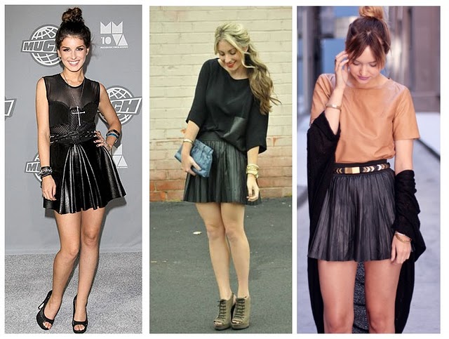 saia de prega curta look