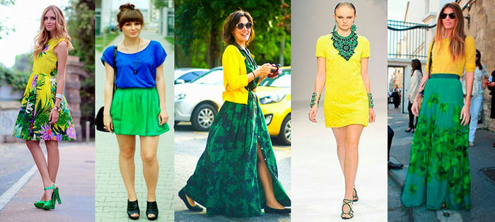 color blocking verde amarelo
