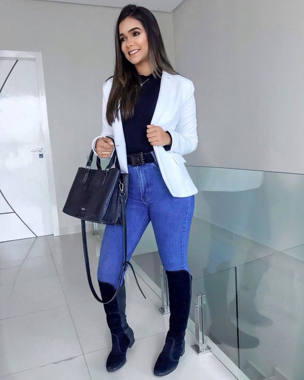 bota cano longo com saia