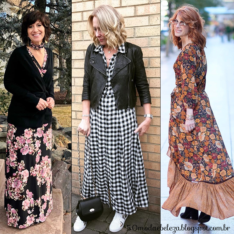 vestido floral com bota
