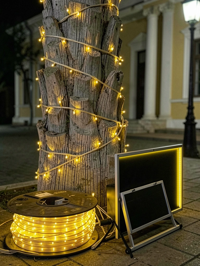 Painel de TV com fita LED iluminando as bordas em tons de azul
