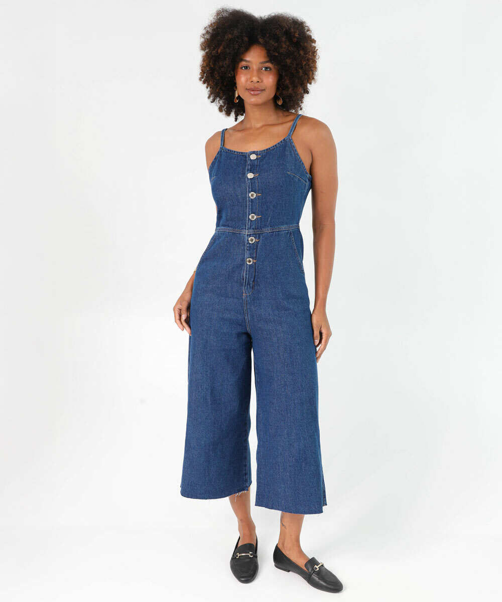 macacão jeans elegante
