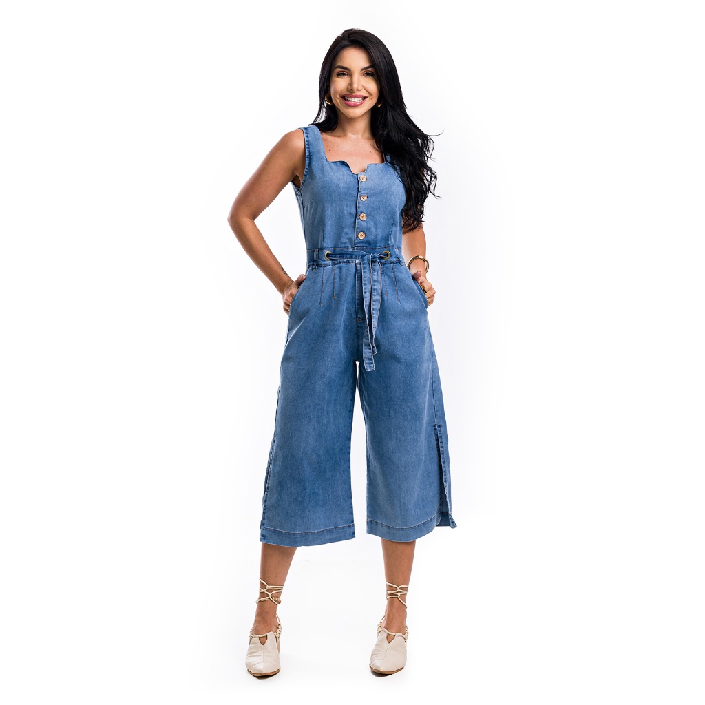 macacão jeans cintura alta
