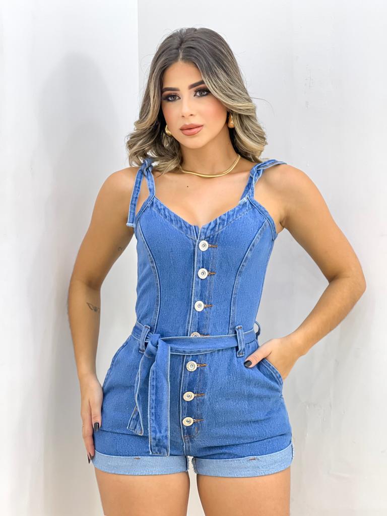 macaquinho jeans feminino alça