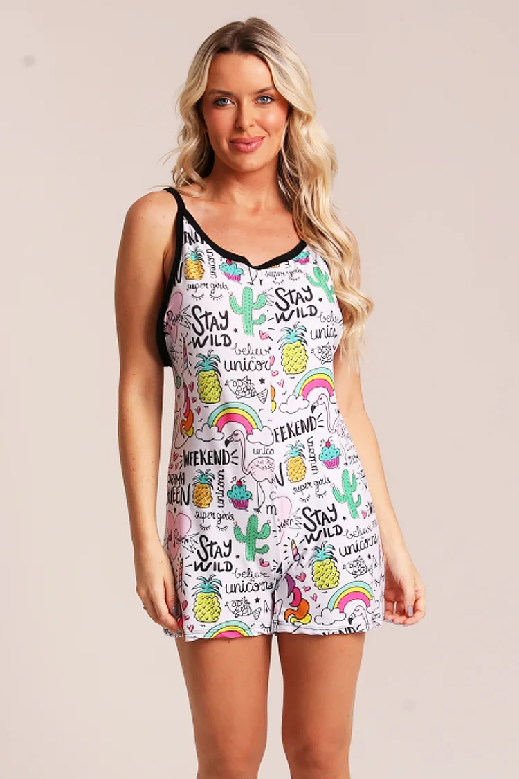 macaquinho pijama feminino algodão