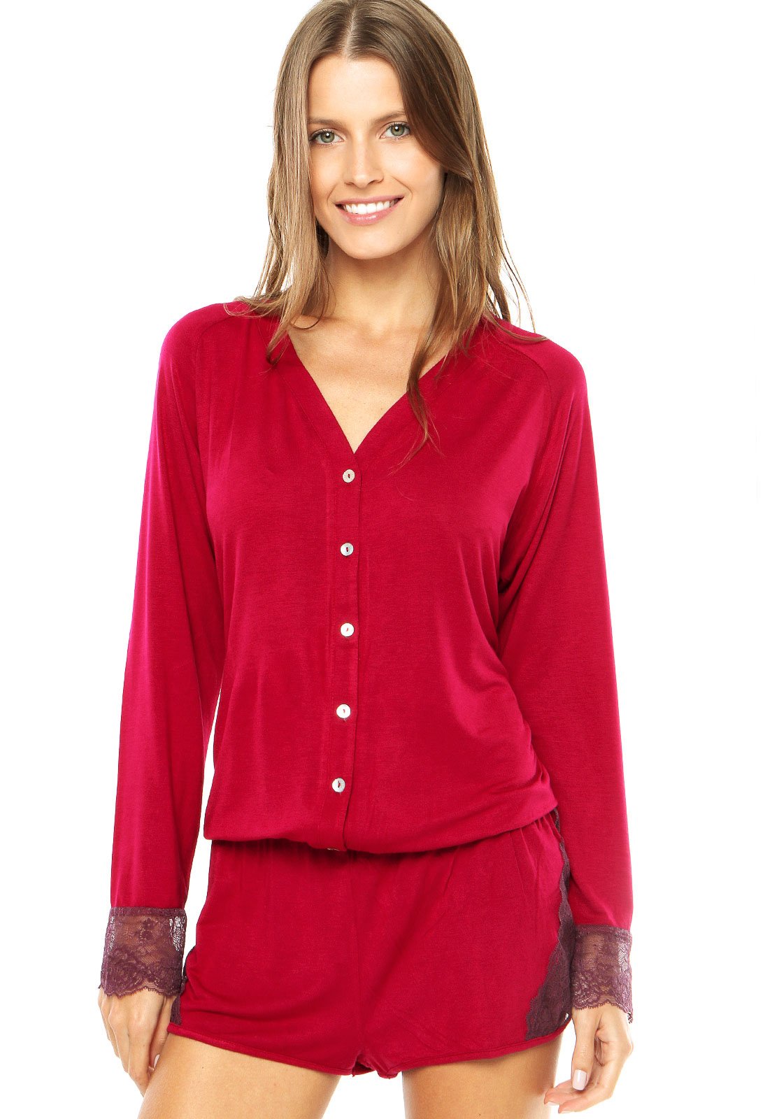 macaquinho pijama feminino com botão