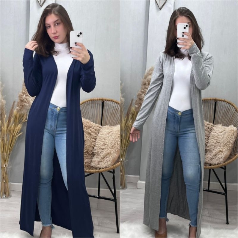 maxi cardigan com vestido