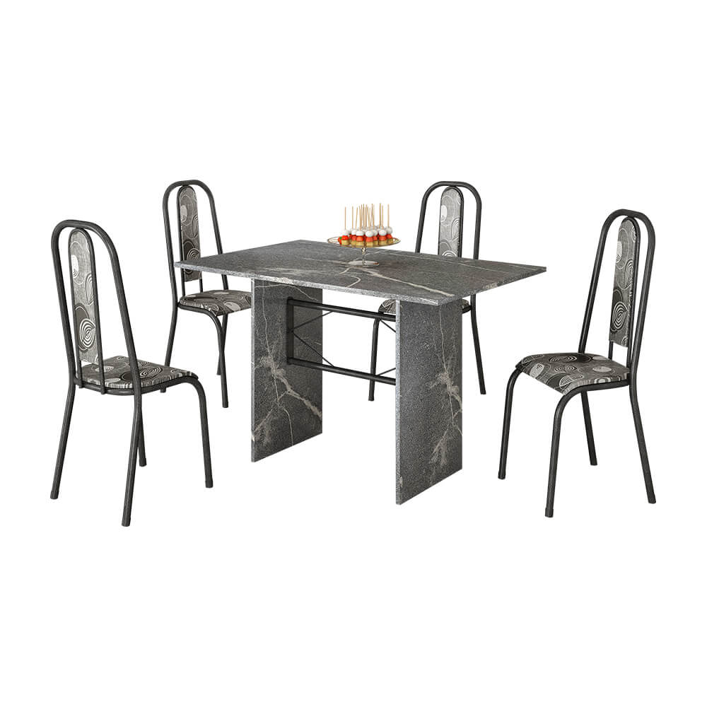 mesa granito redonda 4 cadeiras