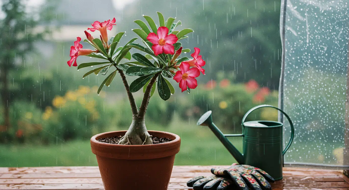 pode molhar rosa do deserto com água de chuva