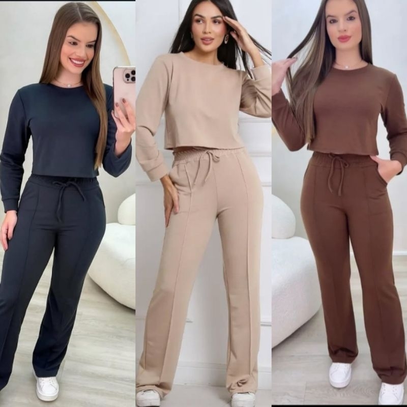 Conjunto moletinho feminino manga curta