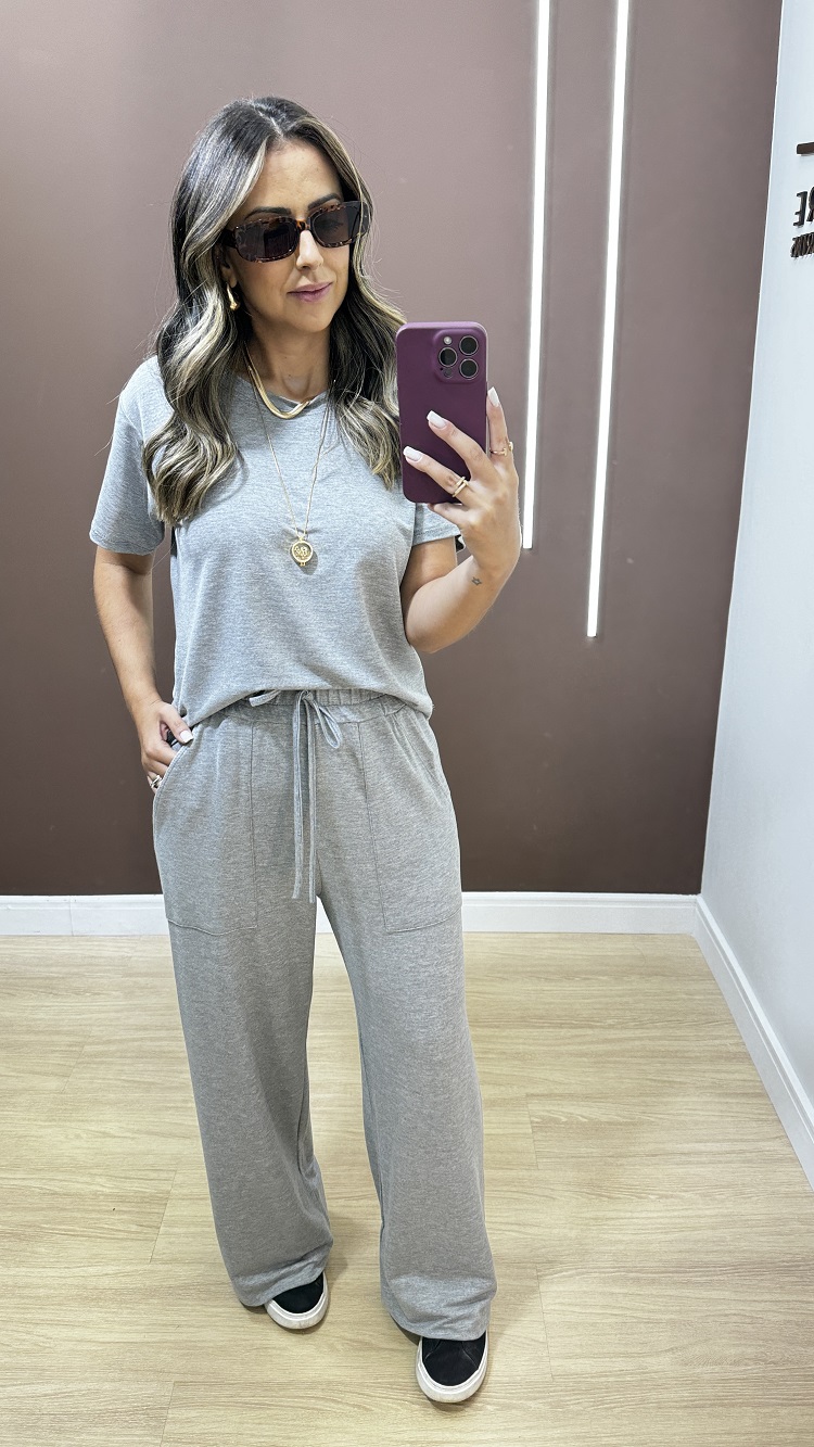 Conjunto moletinho feminino manga curta