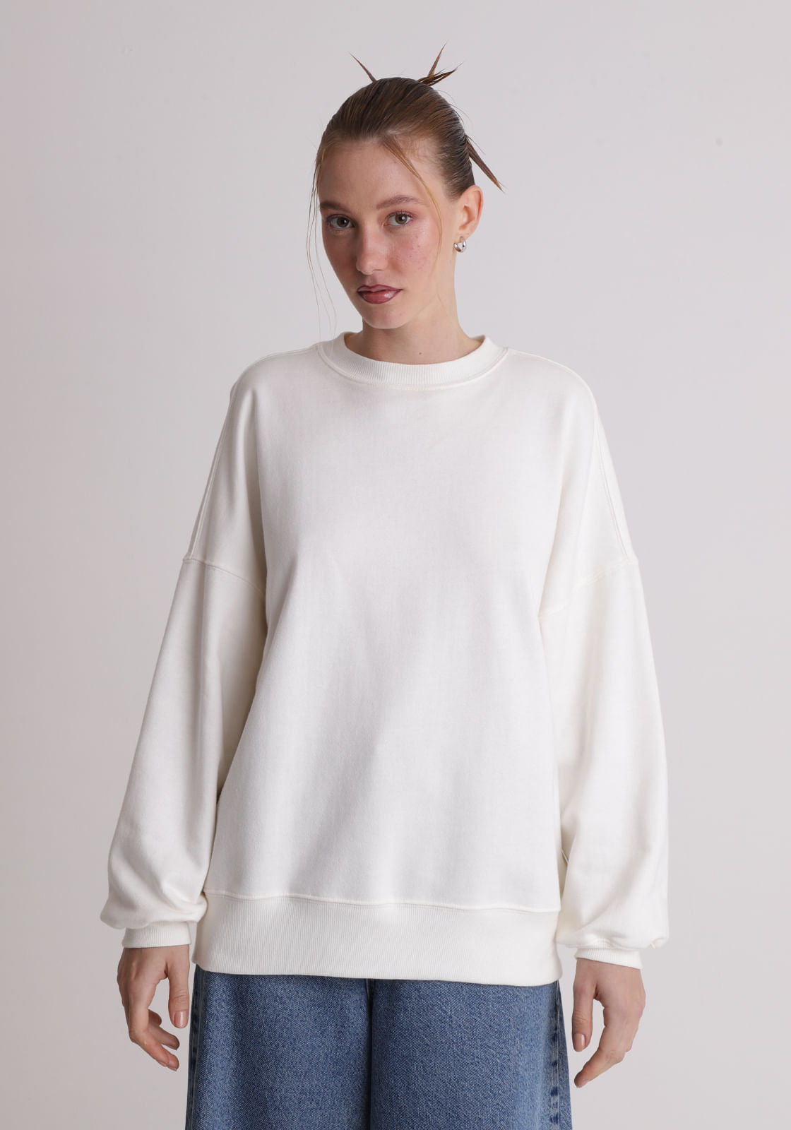 moletom feminino oversized gola careca