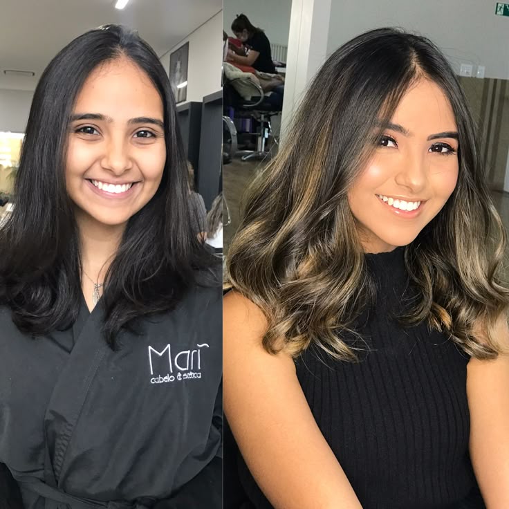 morena iluminada cabelo preto antes e depois real