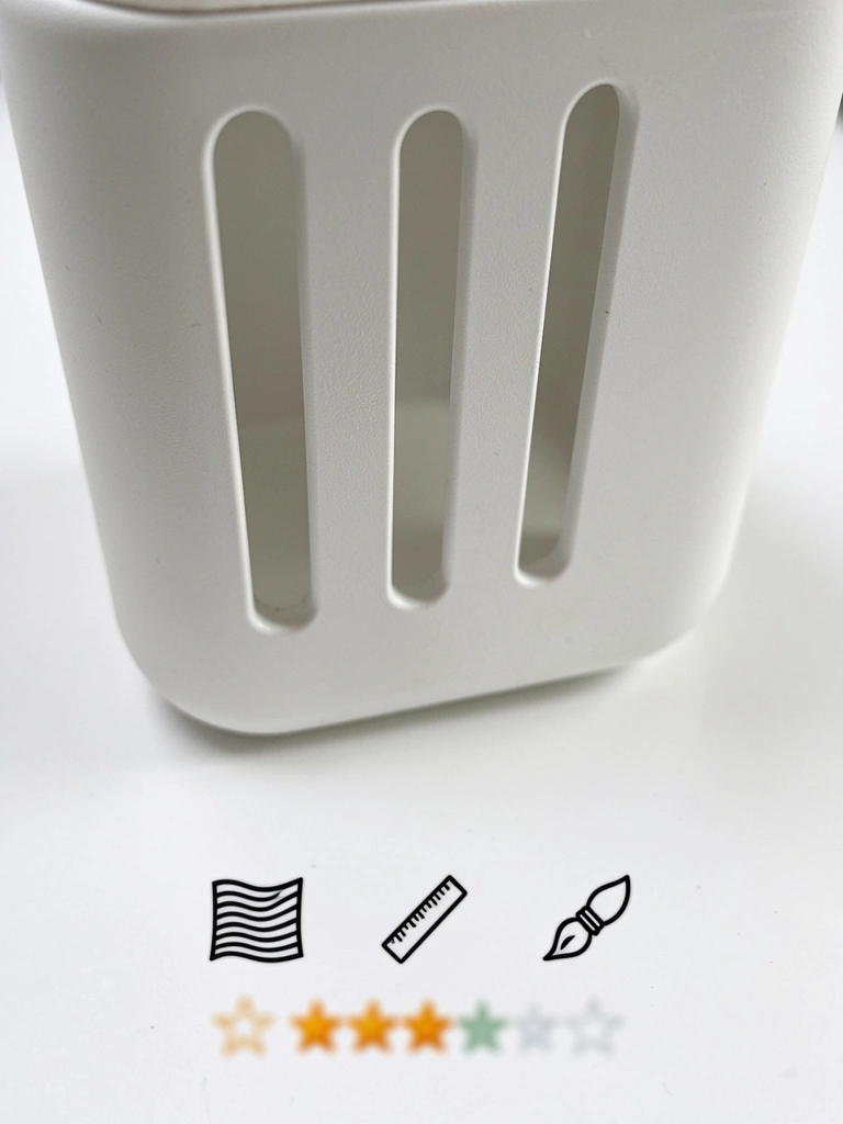 Ícones de material, tamanho e estilo em uma interface limpa e organizada.