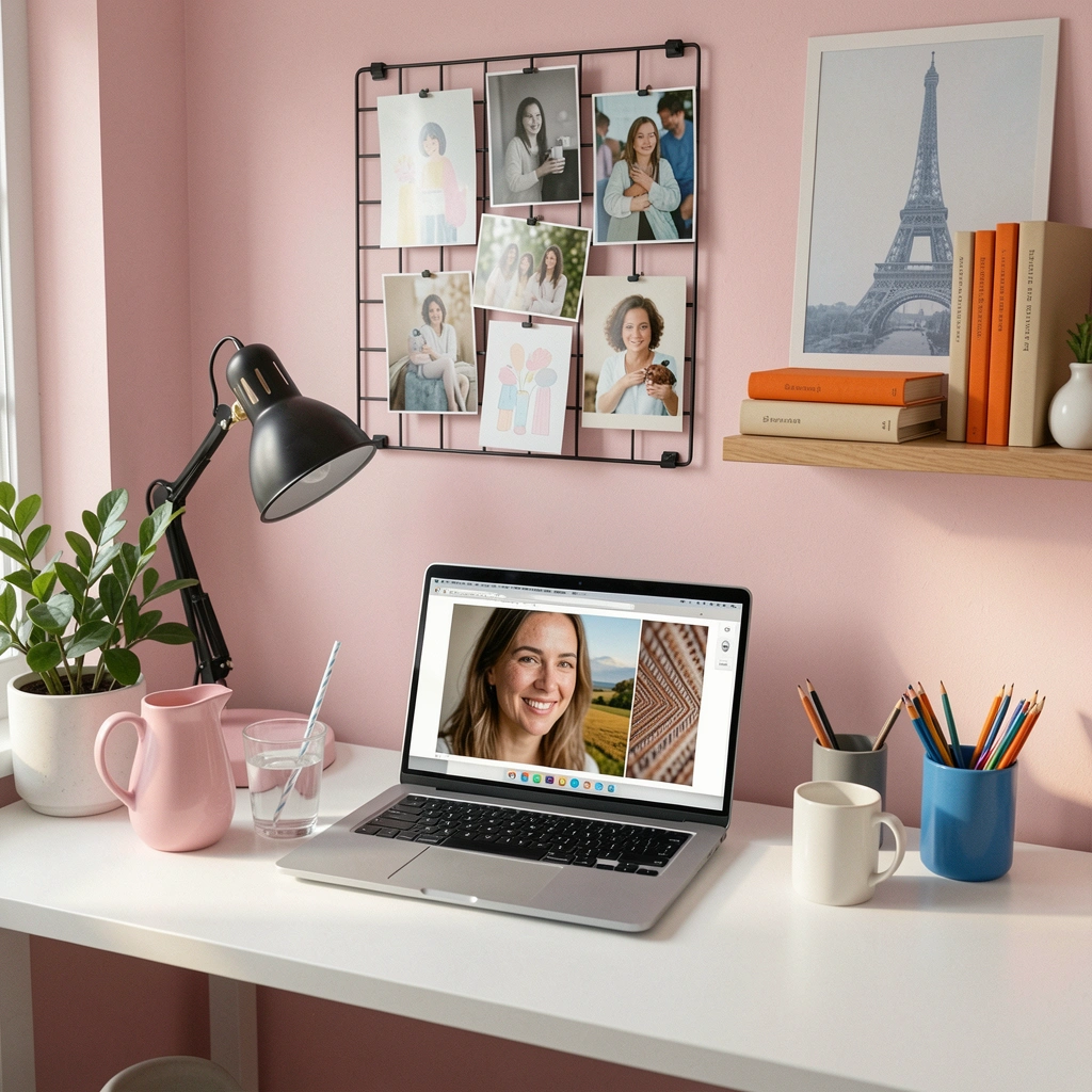 Colagem de cinco painéis de fotos em diferentes estilos, com molduras variadas e arranjos de imagens sobre fundo neutro.