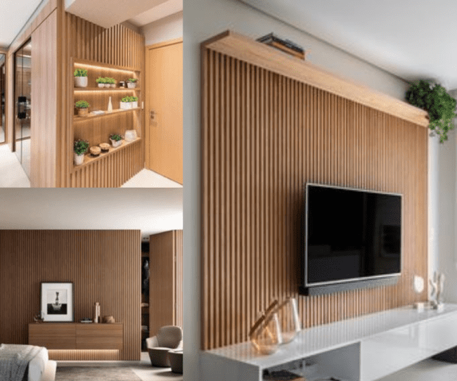 painel de madeira para sala