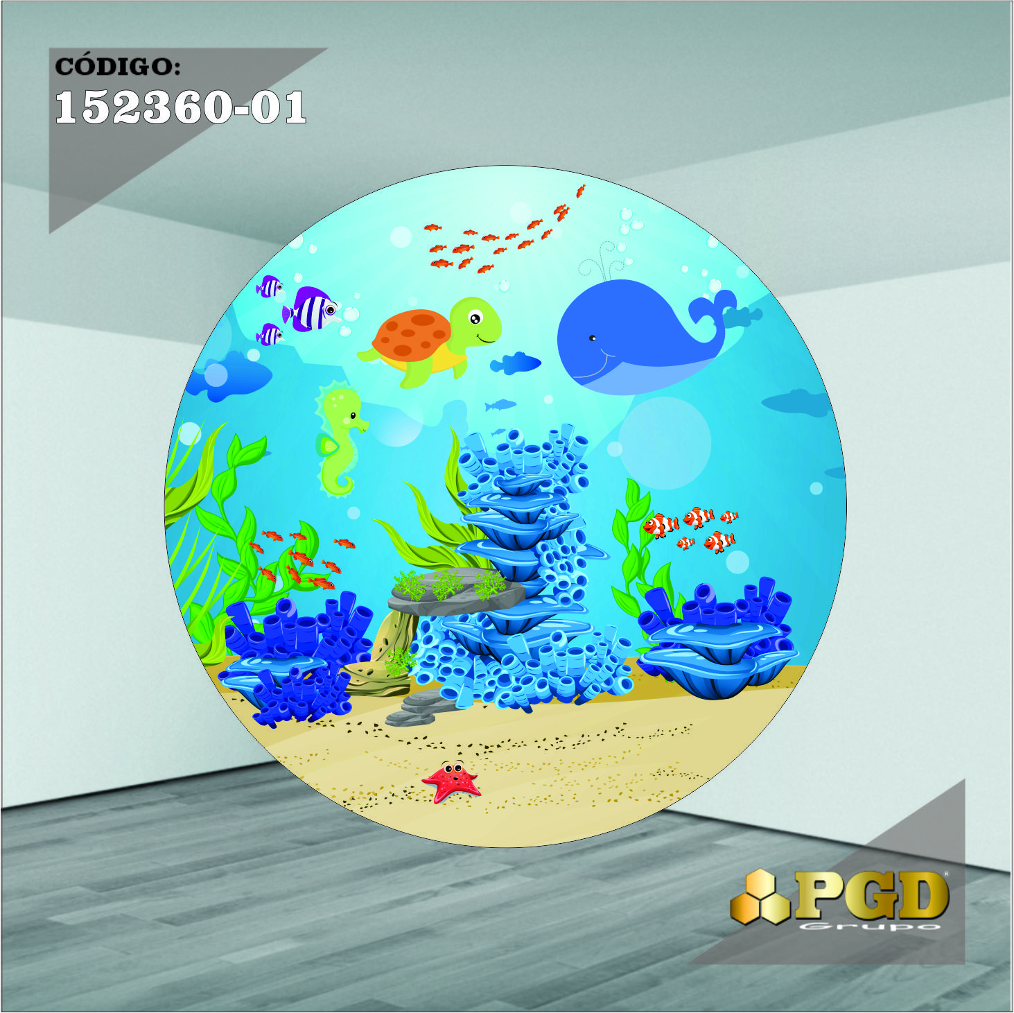 painel de parede fundo do mar quarto bebê