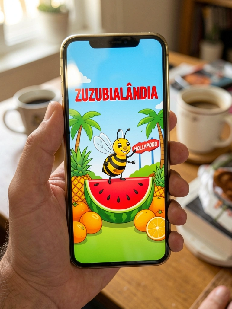 Smartphone exibindo vários wallpapers na tela, com fundo neutro.