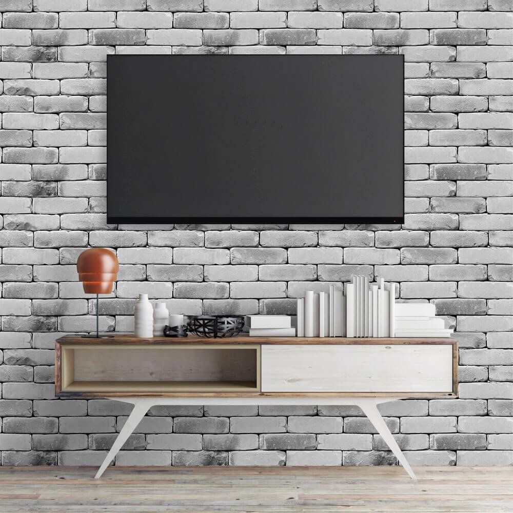 papel de parede tijolo sala
