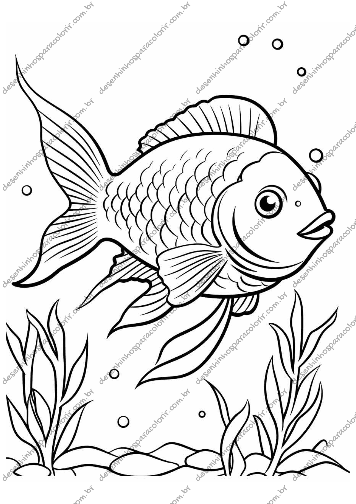 peixes fofos para colorir